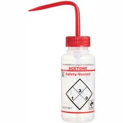 BEL-ART Bel-Art LDPE Wash Bottles 116430222, 250ml, Acetone Label, Red Cap, Wide Mouth, 3/PK 11643-0222